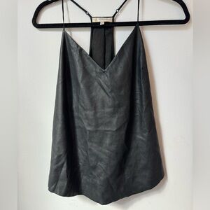 Lavender Brown Vegan Leather V-neck Cami, Size small